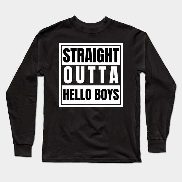 Straight Outta Hell Hello Boys Crowley Lucifer Supernatural Long Sleeve T-Shirt by nathalieaynie